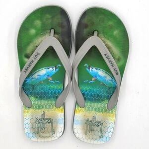 Guy Harvey Flip Flop Thong Sandals Size 7/8R Green Fish